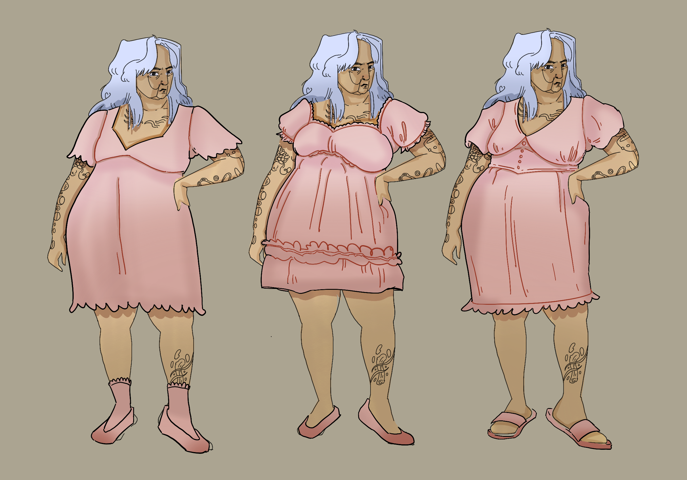 pink dress variations