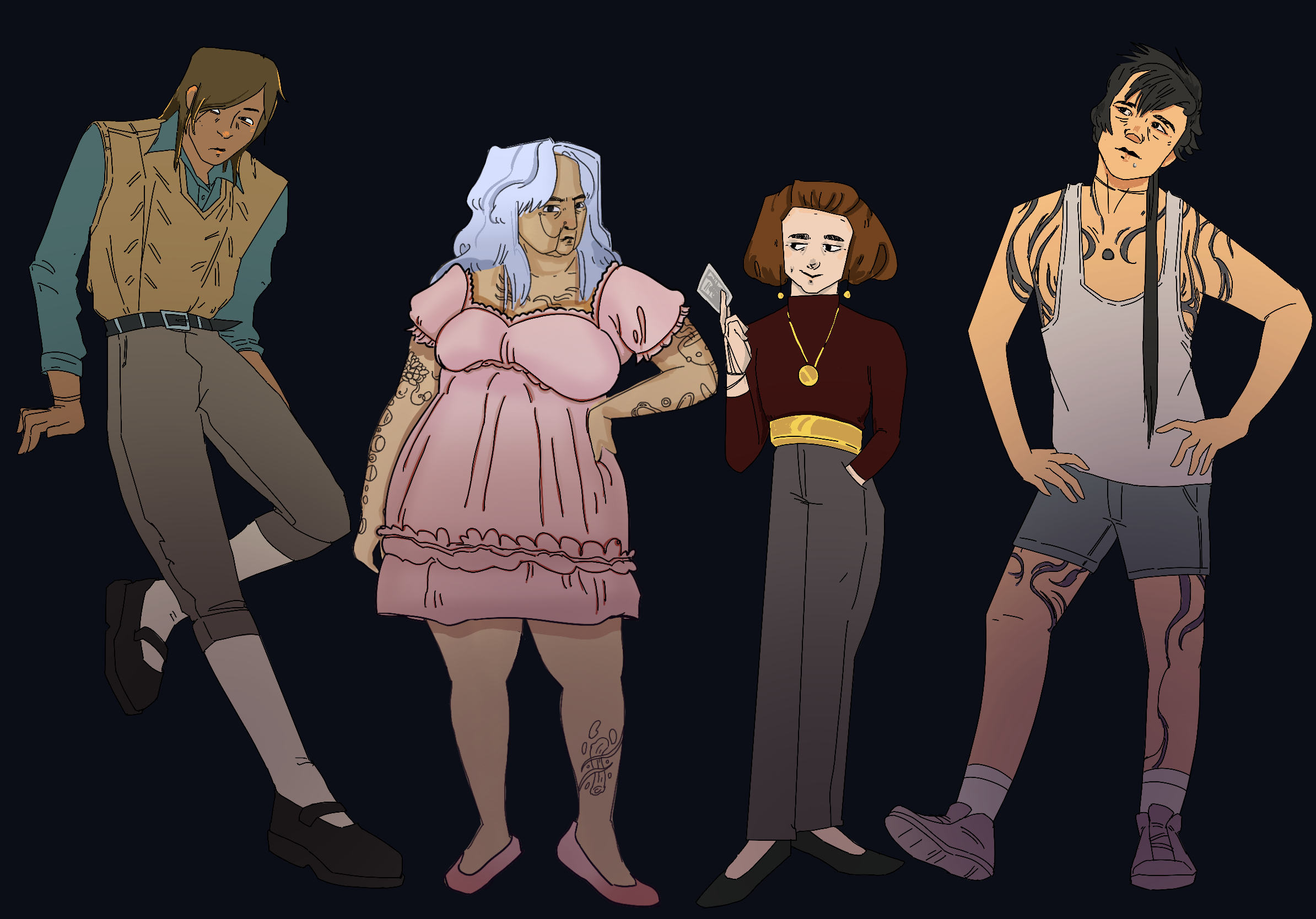 four moody characters